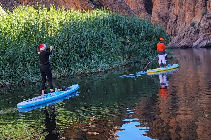 Paddling Tortilla Creek at Canyon Lake.